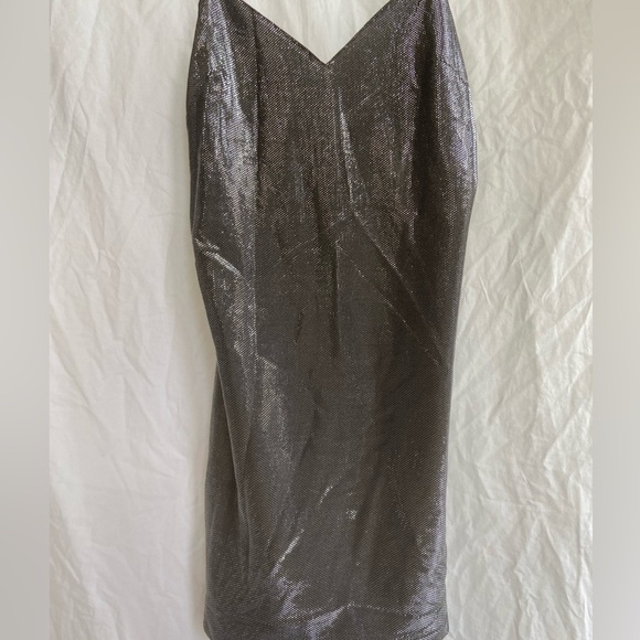 Zara Slip On Dress Party Sparkle Metal Silver New Years Size Medium NEW - Picture 8 of 16